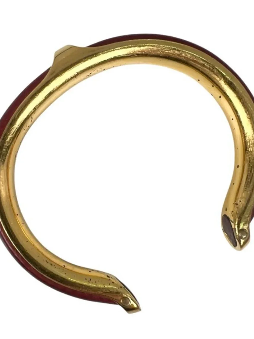 Hermes Metal Red Bracelet Bangle Gold - Picture 2 of 8